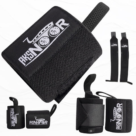 AKSNOOR Weightlifting Wrist Wraps | Heavy Duty Gym Straps with Thumb Loops for Powerlifting Strength Training and Bodybuilding (pair)