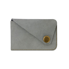 Handmade Genuine Leather Card Holder with Snap Closure, Minimalist Leather Wallet, Hand-Stitched Compact Front Pocket Card for Men & Women