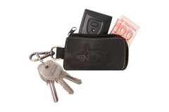 Leather Car Key Case with Zipper | Handmade Key Pouch with Keyring & Hook, Key Organizer, Handmade Compact Key Holder for Car and House Keys