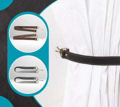 AKSNoor Leather Curtain Ties, Leather Curtain Tie Backs, Leather Tieback Window Treatment Hardware Shower Curtain Tie, Home Decor (pair)