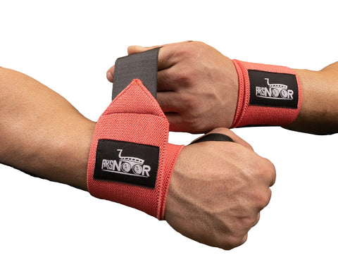 AKS Noor Elastic Wrist Straps for Weightlifting and Working Out, Breathable Wrist Wraps with Thumb Loop and Left/Right Tabs, Wrist Brace for Wrist Support and Protection, Men and Women (Pair)